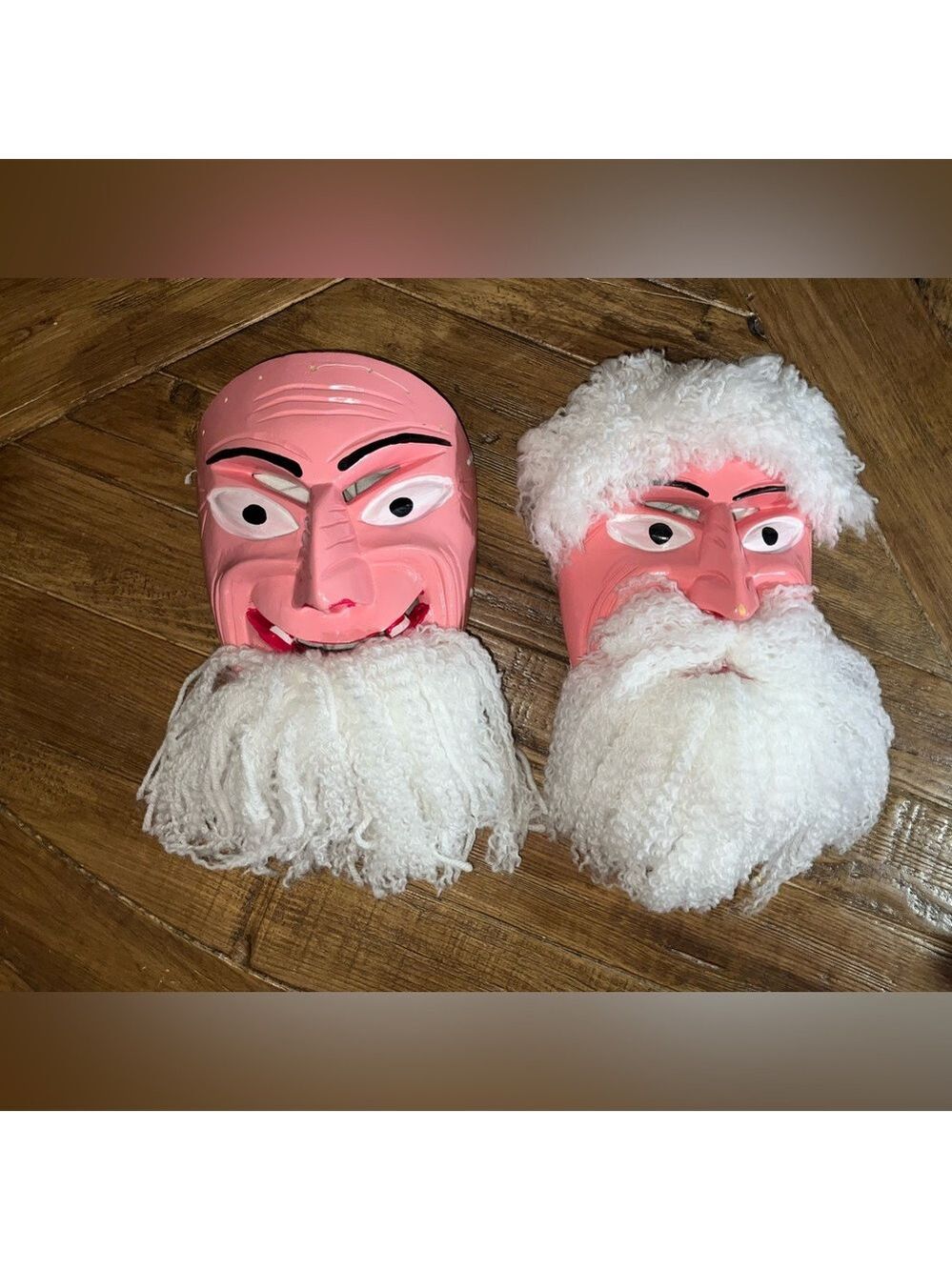 Vintage Mexican Folk Art Dance Masks - Set of 2 Danza de los Viejitos Michoacán